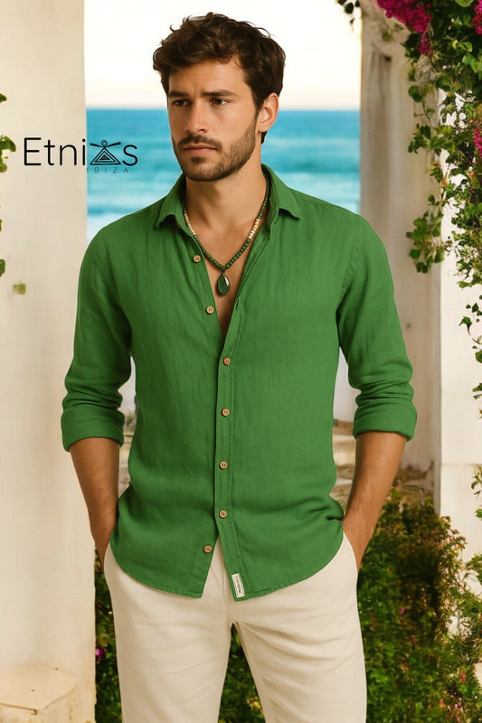 Camisa Verde Posidonia – 100% Lino