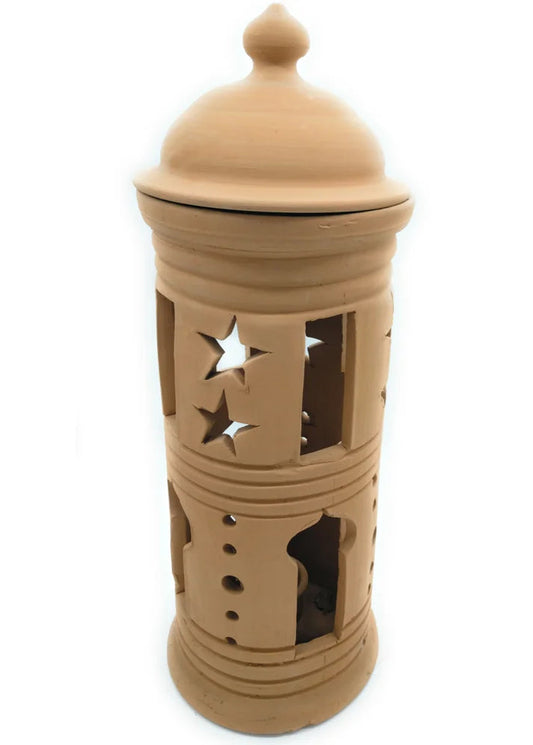 Lámpara Farol Artesanal de Arcilla Natural Estrella Tierra – 60 x 20 cm