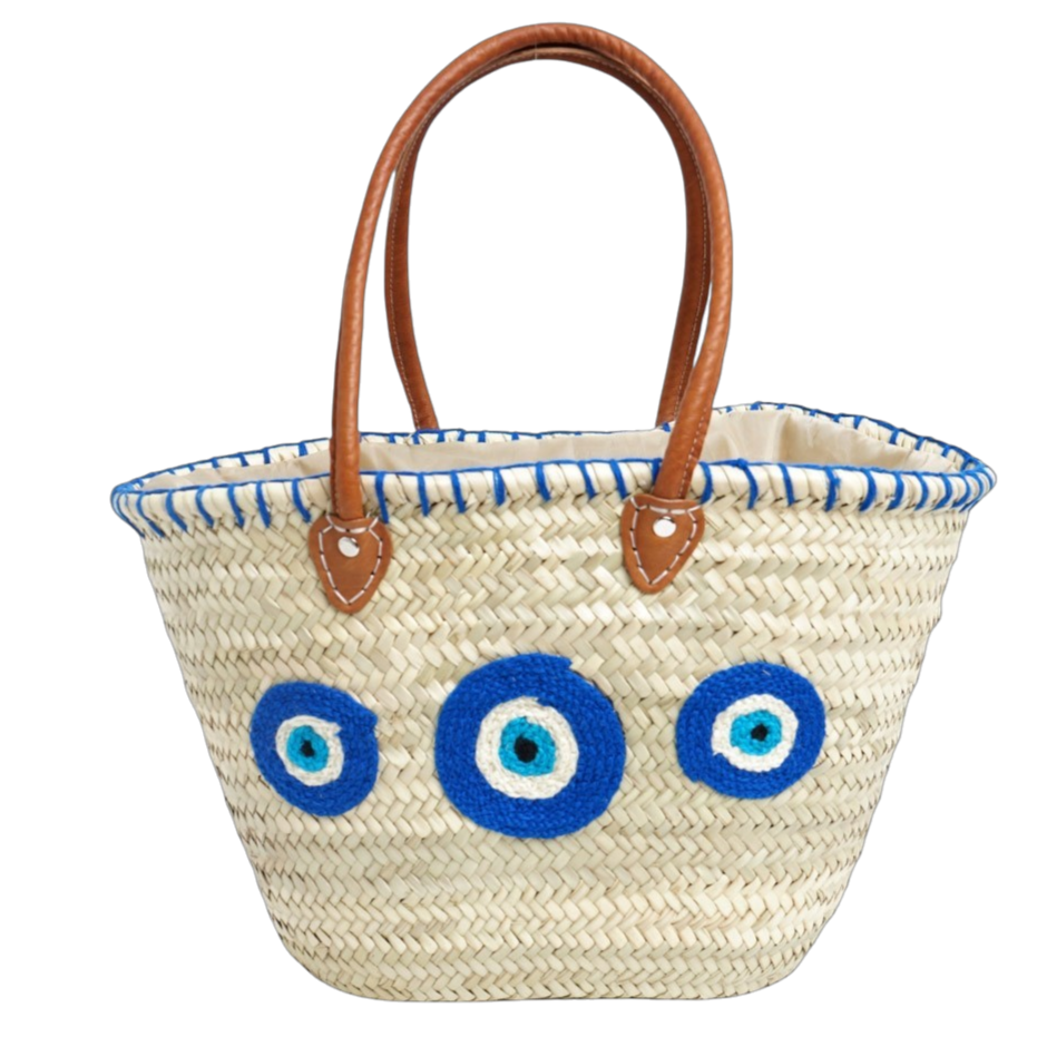 Carrycot with protective eyes · Natural palm and handmade leather