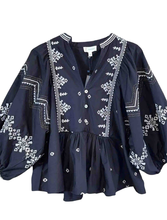 Short Embroidered Dress in Blue or Emerald Green with Gold Sparkles