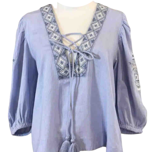 Short Embroidered Dress in Blue or Emerald Green with Gold Sparkles