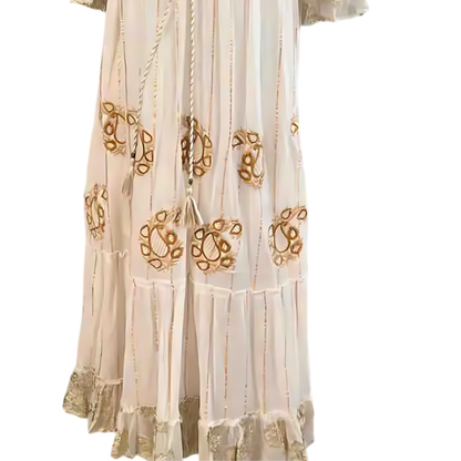 🔥Fuego de Luna – Vestido con bordados dorados y cristales