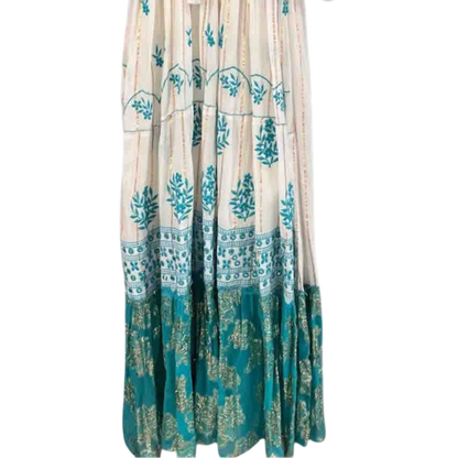 Vestido Largo Bordado "Sol del Trópico" – Verde Turquesa