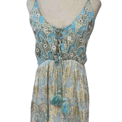 Vestido Largo "Dorada Intención" Azul