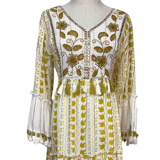 Vestido Sahara Floral - Tegido fibras Naturales