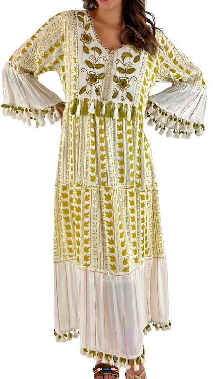 Vestido Sahara Floral - Tegido fibras Naturales