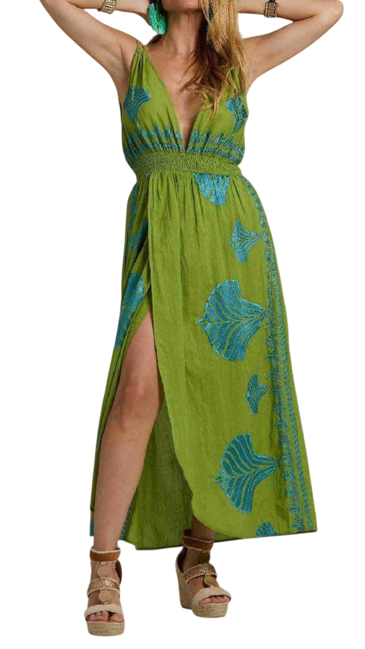 Azhari – Vestido midi con bordados artesanales