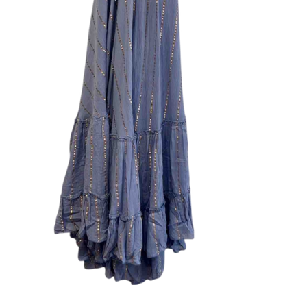 Vestido largo halter con espejos - Azul Índigo