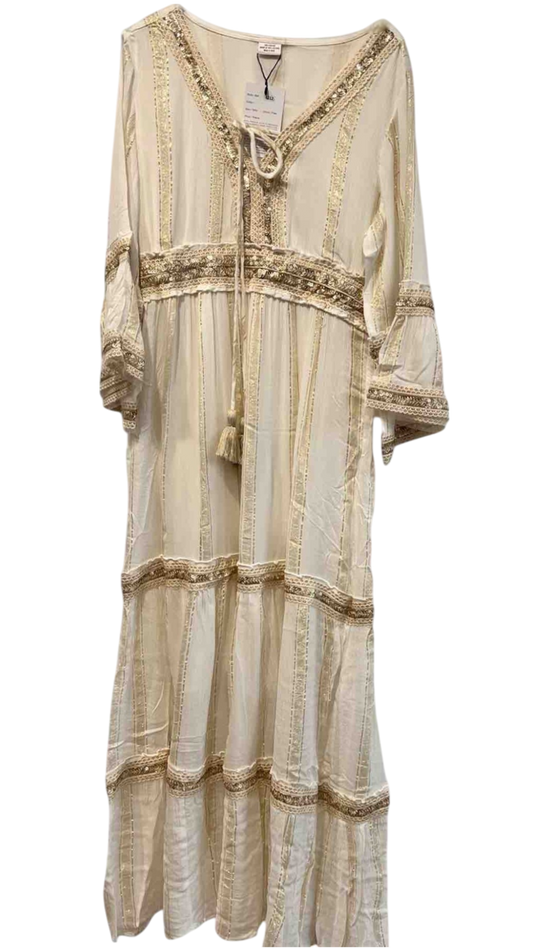 Vestido Destellos  con detalles dorados