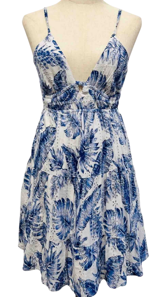 Short Embroidered Dress in Blue or Emerald Green with Gold Sparkles