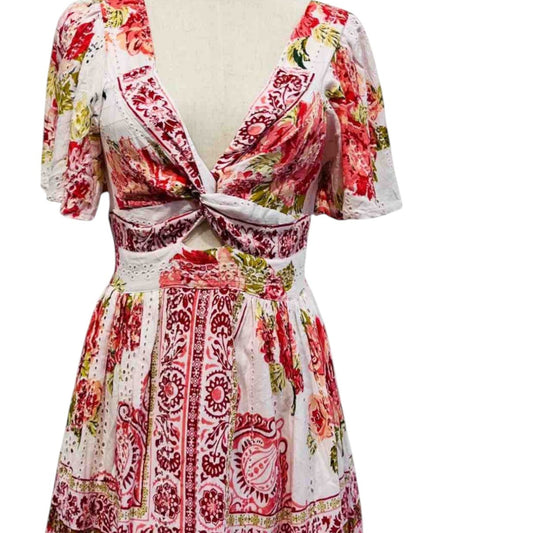 Short Embroidered Dress in Blue or Emerald Green with Gold Sparkles