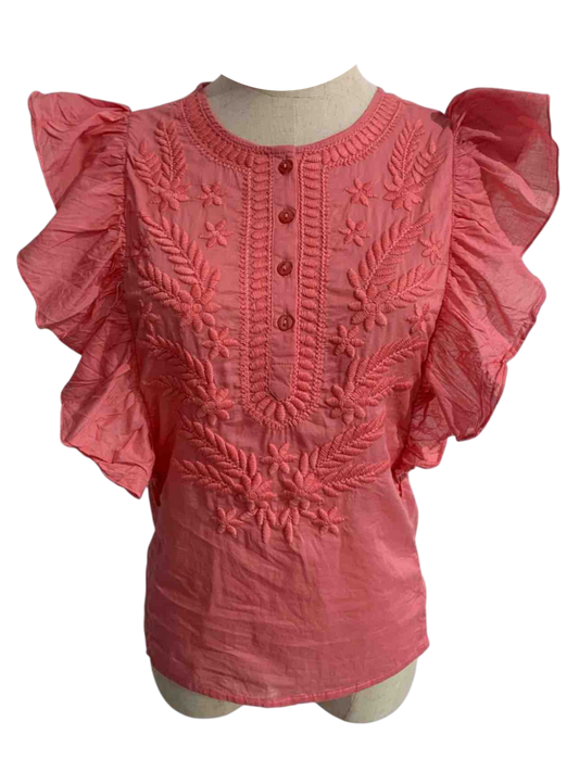Short Embroidered Dress in Blue or Emerald Green with Gold Sparkles