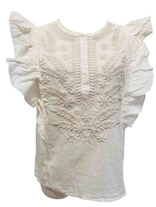 Short Embroidered Dress in Blue or Emerald Green with Gold Sparkles