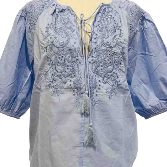 Short Embroidered Dress in Blue or Emerald Green with Gold Sparkles