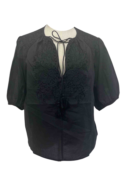 Short Embroidered Dress in Blue or Emerald Green with Gold Sparkles