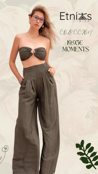 Conjunto 2 piezas anudado + pantalón fluido