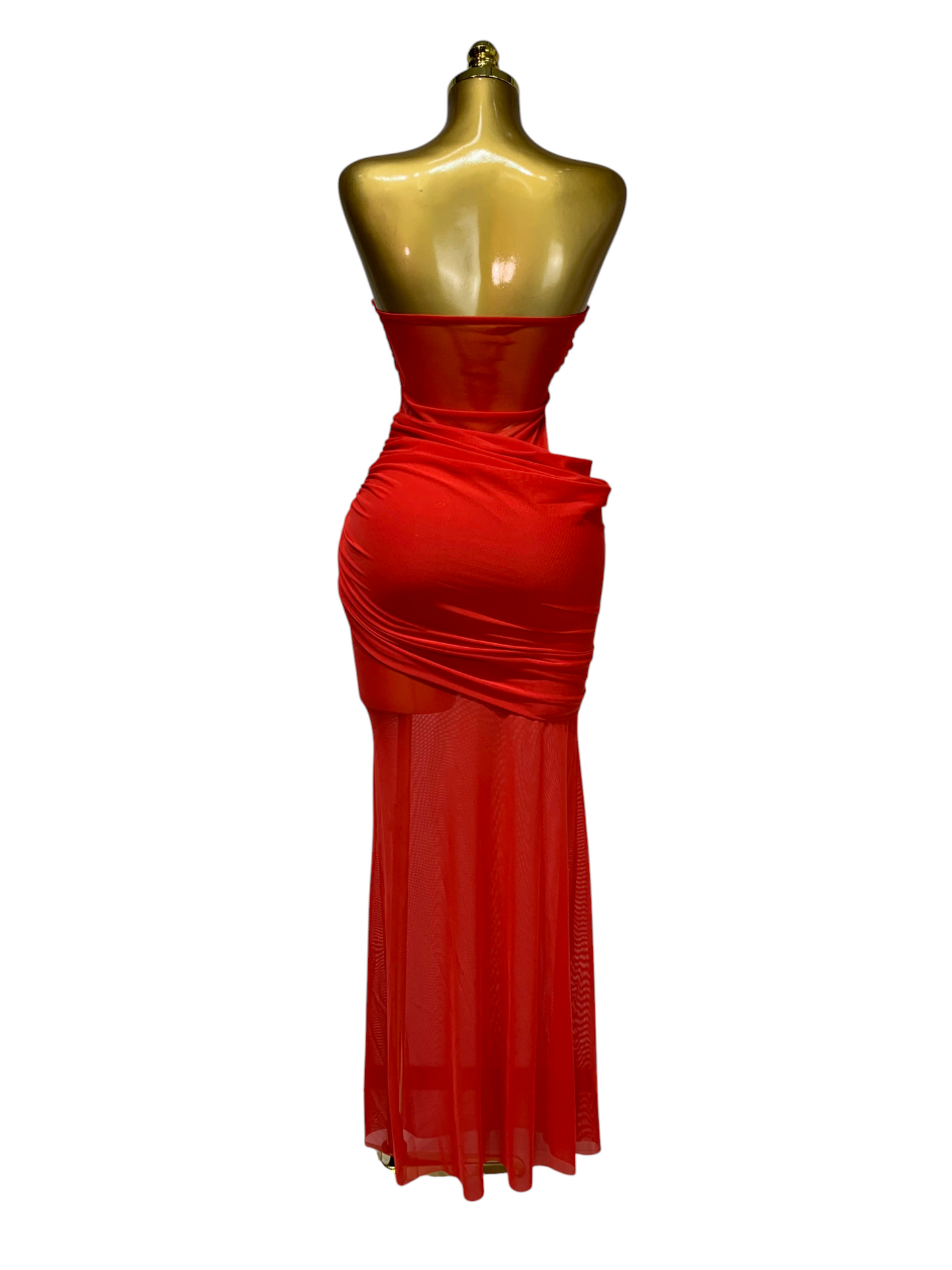 Vestido Largo Rojo Transparencias