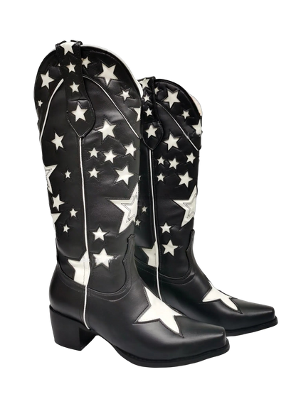Botas Nina Estroica – Blancas y Negras con Estrellas