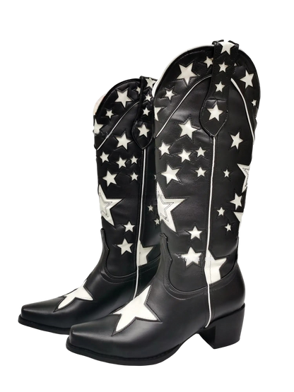 Botas Nina Estroica – Blancas y Negras con Estrellas