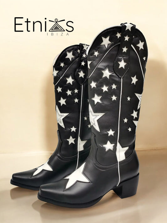 Botas Nina Estroica – Blancas y Negras con Estrellas
