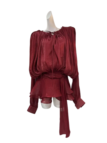 Vestido Mini Satén con Volumen y Lazo Lateral