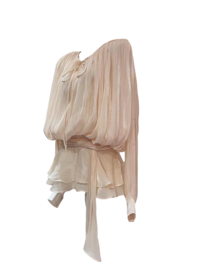 Vestido Mini Satén con Volumen y Lazo Lateral