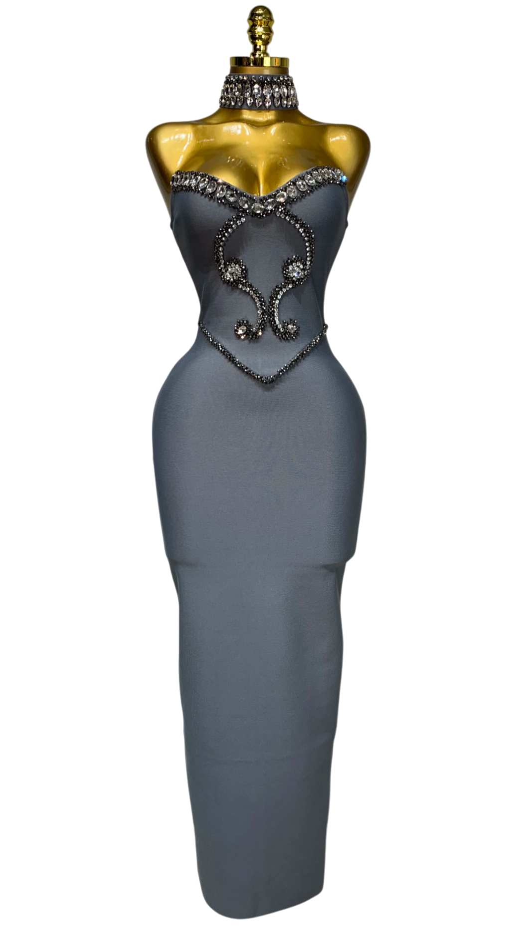 Vestido “Constelación de Cristales” · Disponible en Negro y Gris Acero