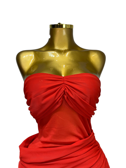 Vestido Largo Rojo Transparencias
