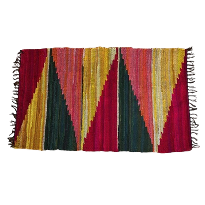 Ethnic Rug 48x102 cm – Handmade cotton with fringes 