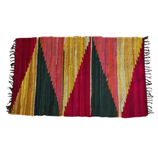 Ethnic Rug 48x102 cm – Handmade cotton with fringes 