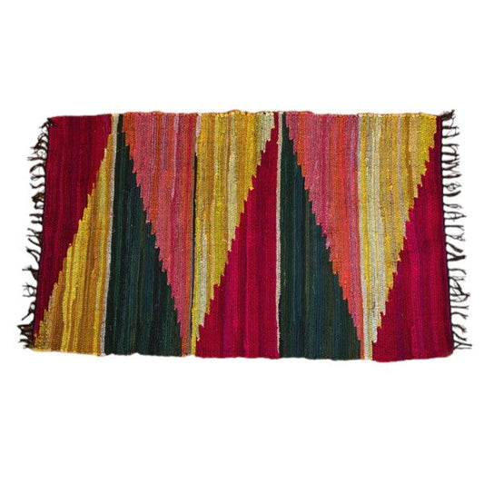 Ethnic Rug 48x102 cm – Handmade cotton with fringes 