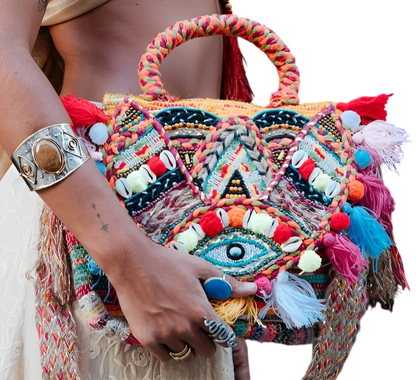 Naya Eyes Handcrafted Bag – Handmade with silks, shells, and protective symbols