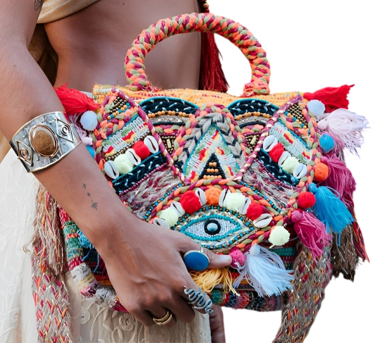 Naya Eyes Handcrafted Bag – Handmade with silks, shells, and protective symbols
