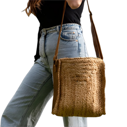 Bolso Raabta · Yute Natural & Piel Reciclada