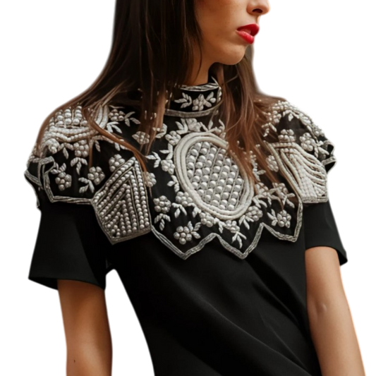 Cuello Majara – Bordado artesanal con pedrería india