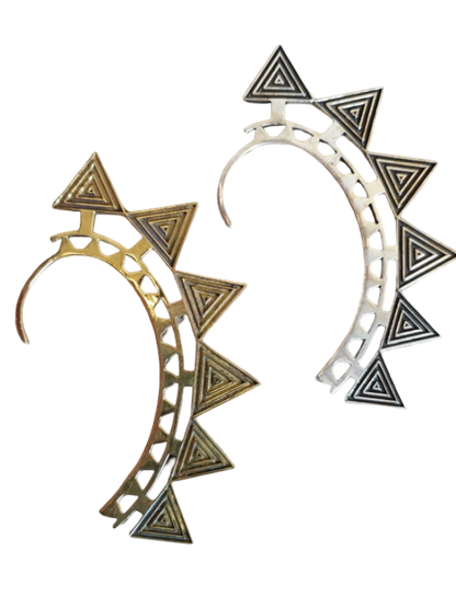 Tria Earcuff, Handcrafted, Silver and Gold