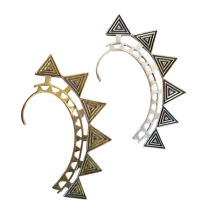 Tria Earcuff, Handcrafted, Silver and Gold