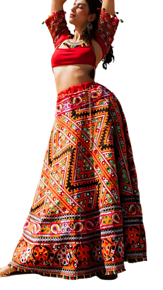 Falda Bordada  Jaipur de Fuego Joyas  de la moda
