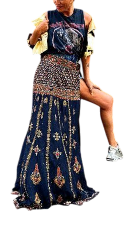 Hand-Embroidered Kantha Skirt – Unique Pieces