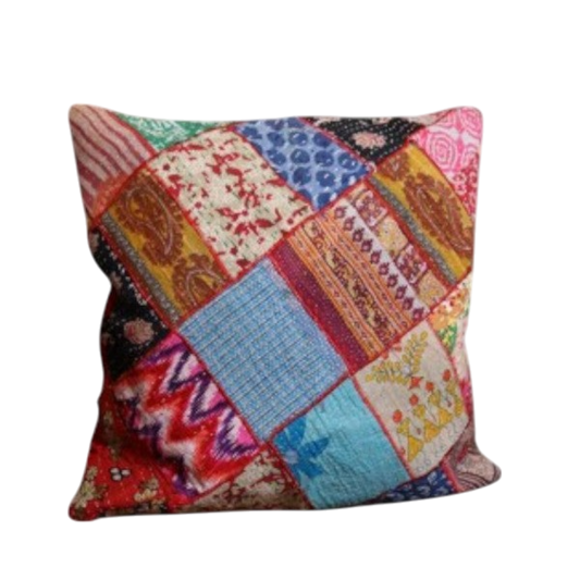 Set of 3 Patchwork Cushion Covers made of Recycled Cotton Scraps – 45x45 cm