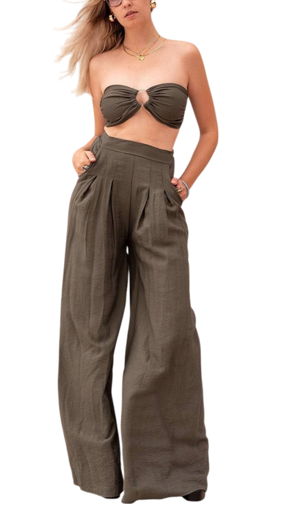 Conjunto 2 piezas anudado + pantalón fluido