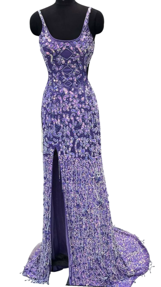 Vestido “Imperio Amatista” – Alta Costura Bordada a Mano