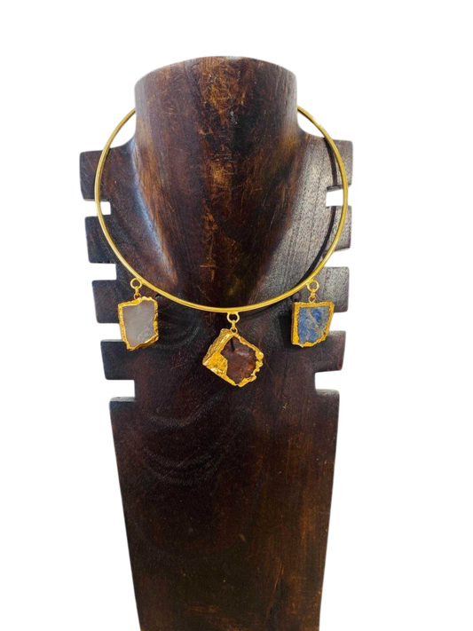Solar Tribe Breastplate Necklace – Handcrafted embroidery with shells