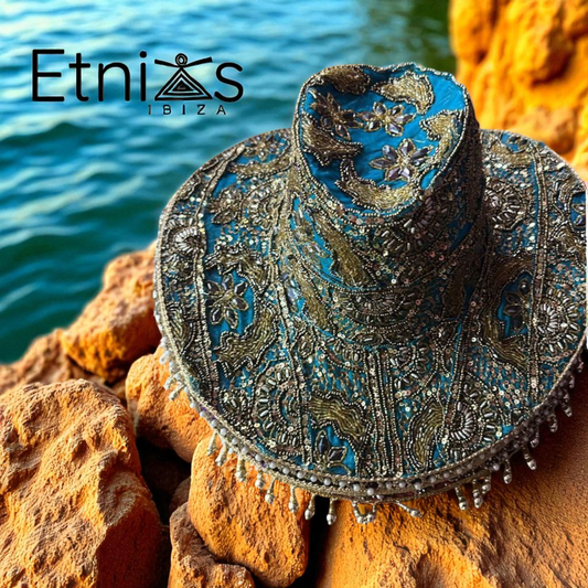 Sombreros Artesanal  Bordado Turquesa