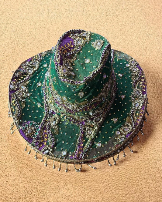 Sombreros Artesanal  Bordado Verde Menta