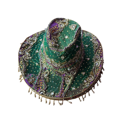 Sombreros Artesanal  Bordado Verde Menta