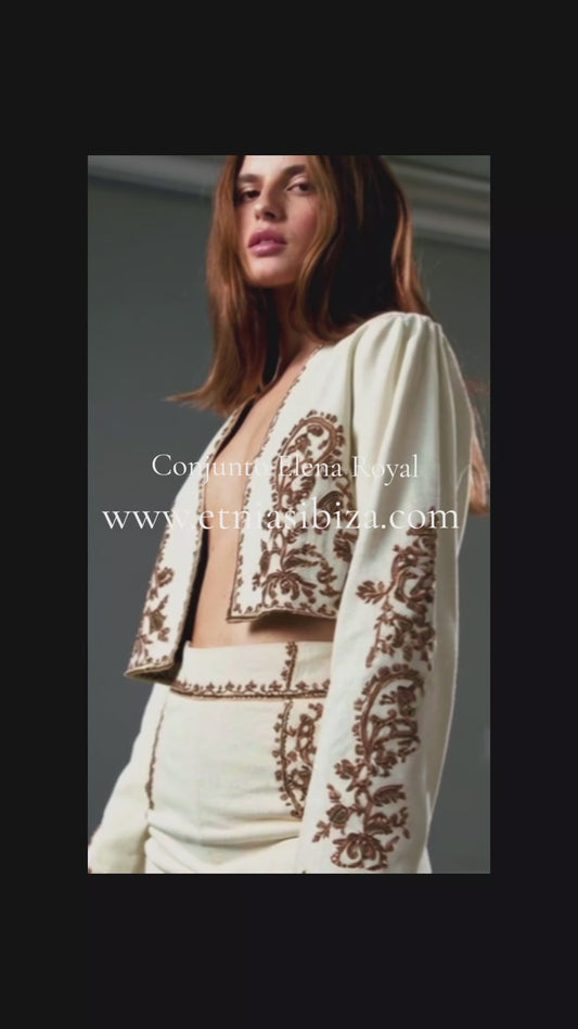 Short Embroidered Dress in Blue or Emerald Green with Gold Sparkles