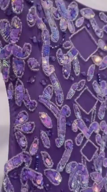 Vestido “Imperio Amatista” – Alta Costura Bordada a Mano