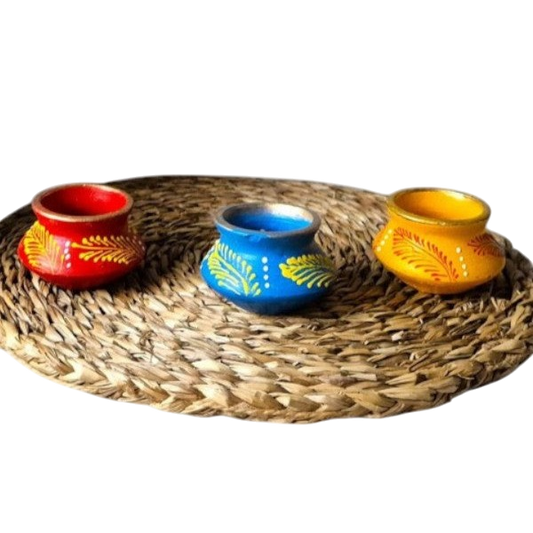Velas de Terracota 'Luz de Hojas' — Set de 5 unidades artesanales