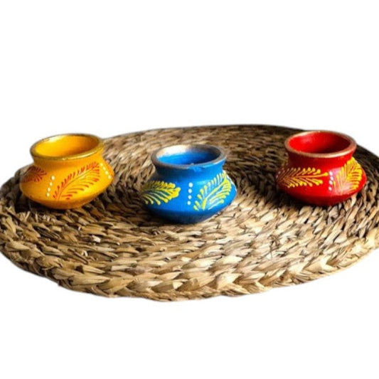 Velas de Terracota 'Luz de Hojas' — Set de 5 unidades artesanales
